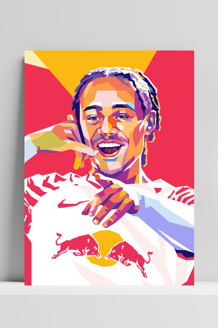 Xavi Simons op 3mm aluminium dibond