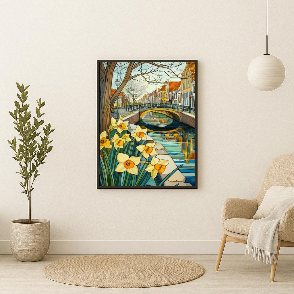 Dutch Canal Daffodils Amsterdam poster sfeerbeeld 2
