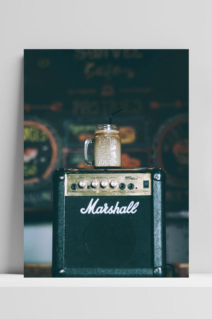 Marshall Speaker Koffie op 3mm aluminium dibond