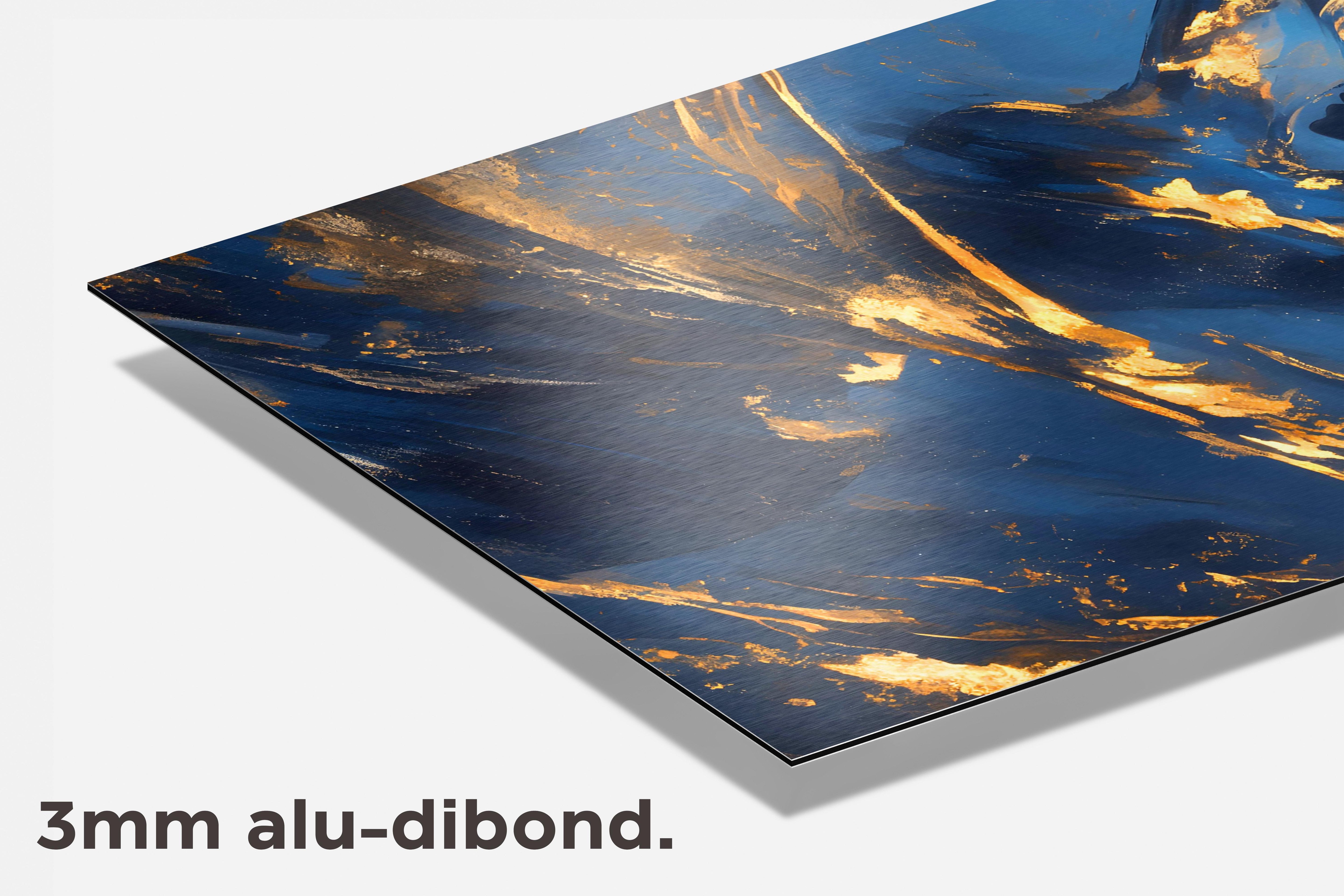 Blauw Gouden Vrouw dibond detail