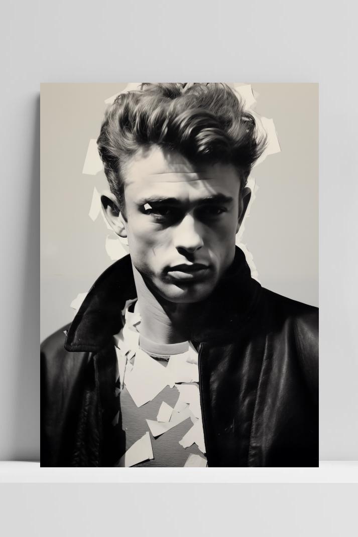 James Dean Zwart Wit op 3mm aluminium dibond