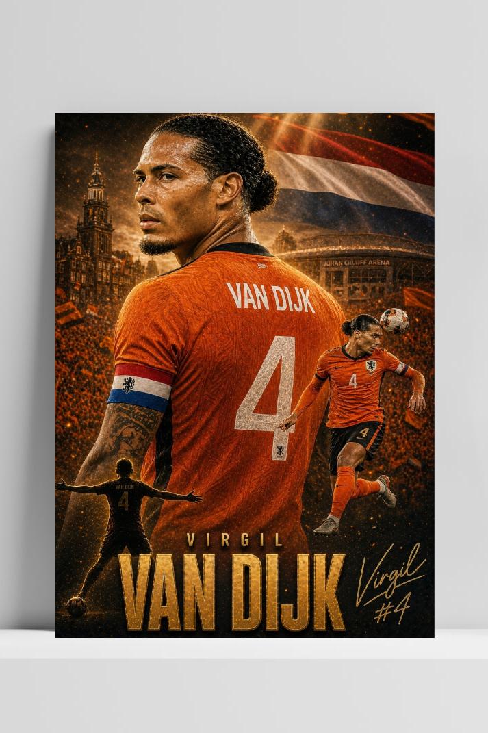 Virgil van Dijk op 3mm aluminium dibond