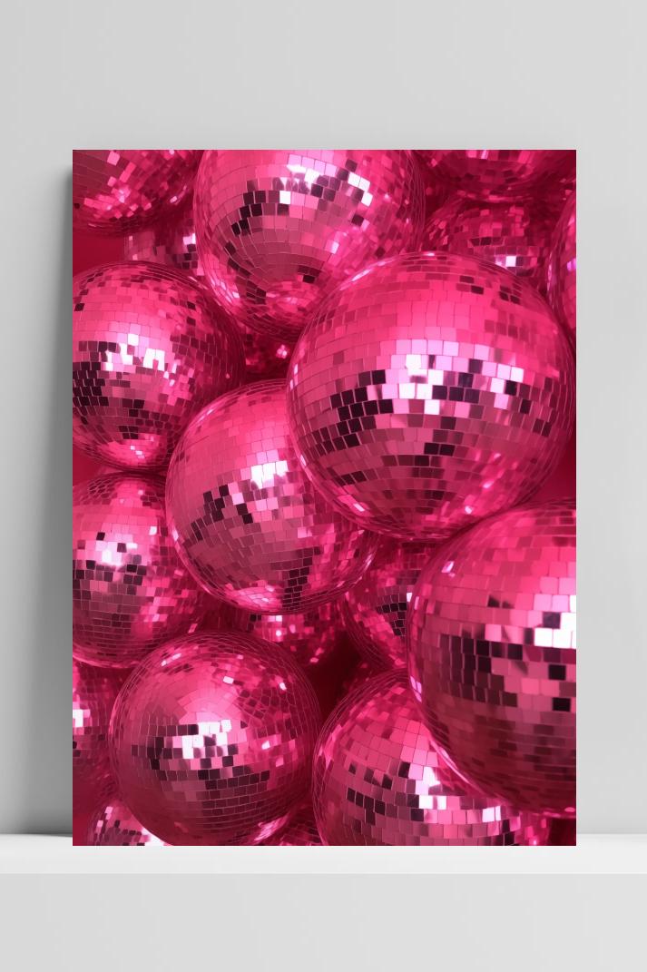 Roze Discoballen op 3mm aluminium dibond