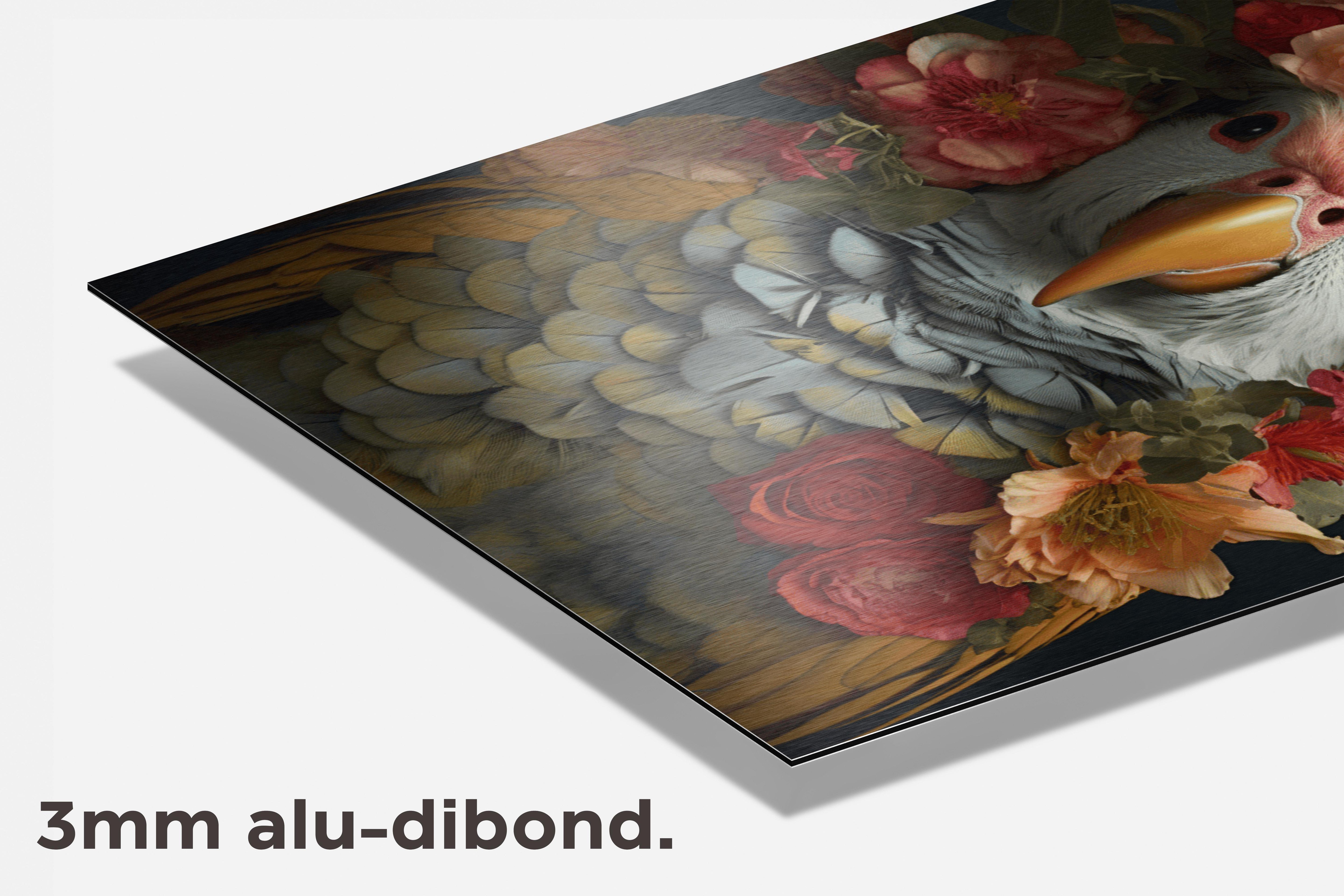 Papegaai Bloemen dibond detail
