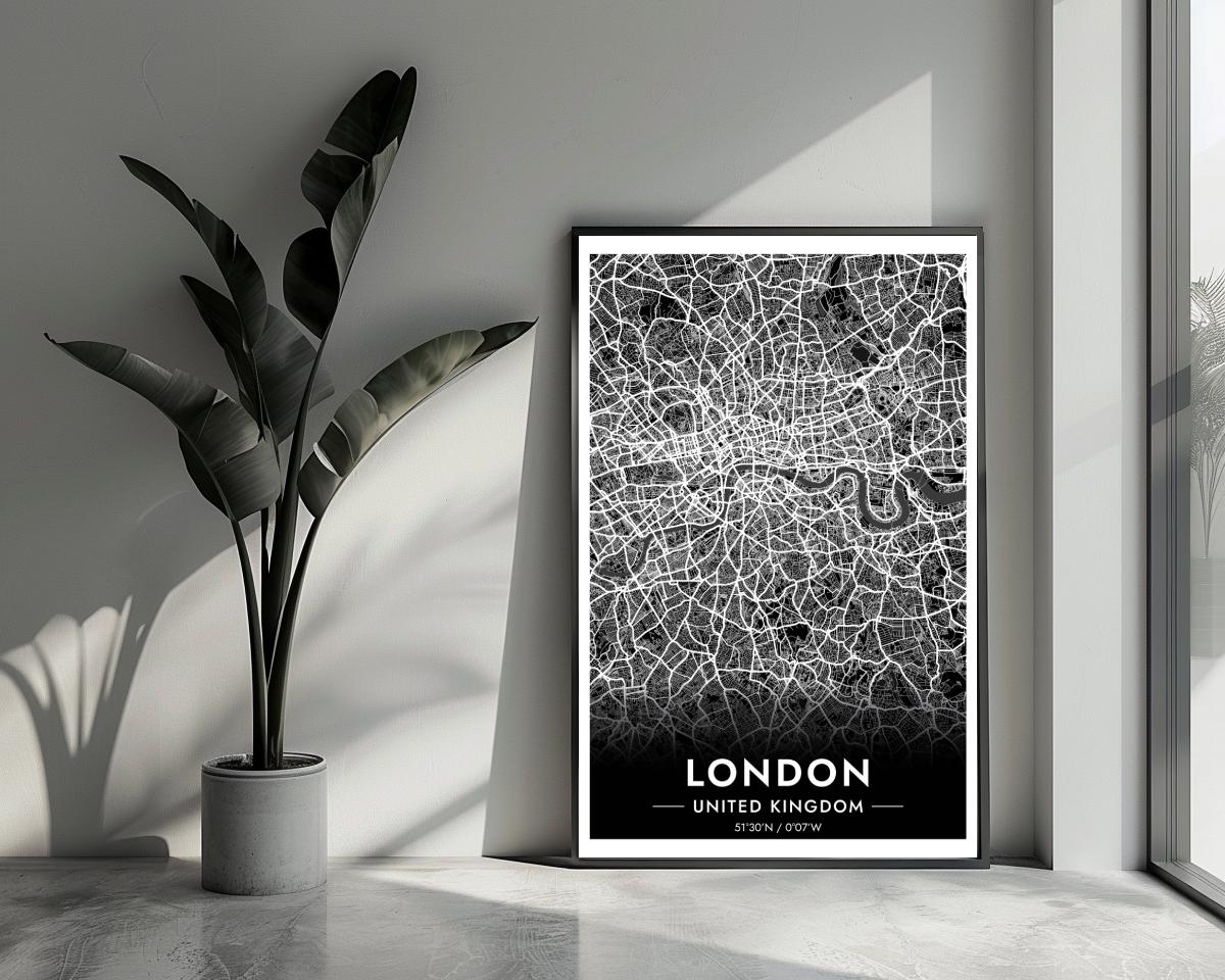 London Map United Kingdom Black poster van 25 Artstreet