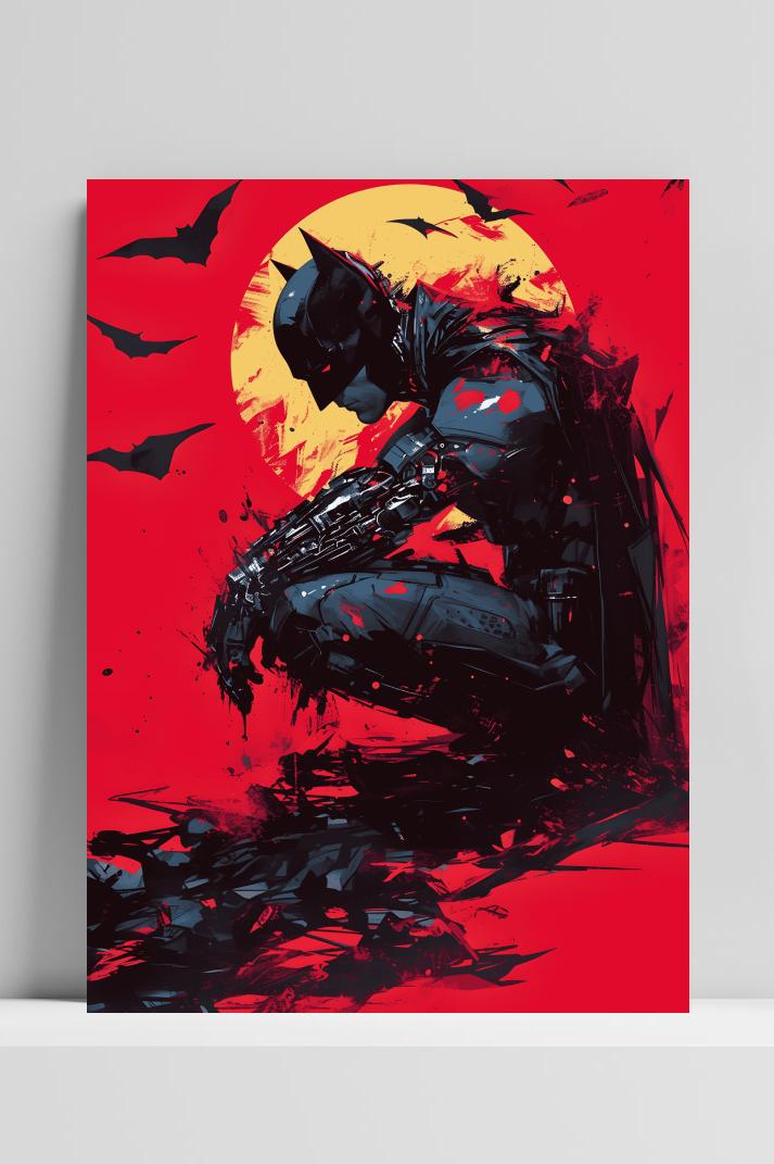 Batman Rood op 3mm aluminium dibond