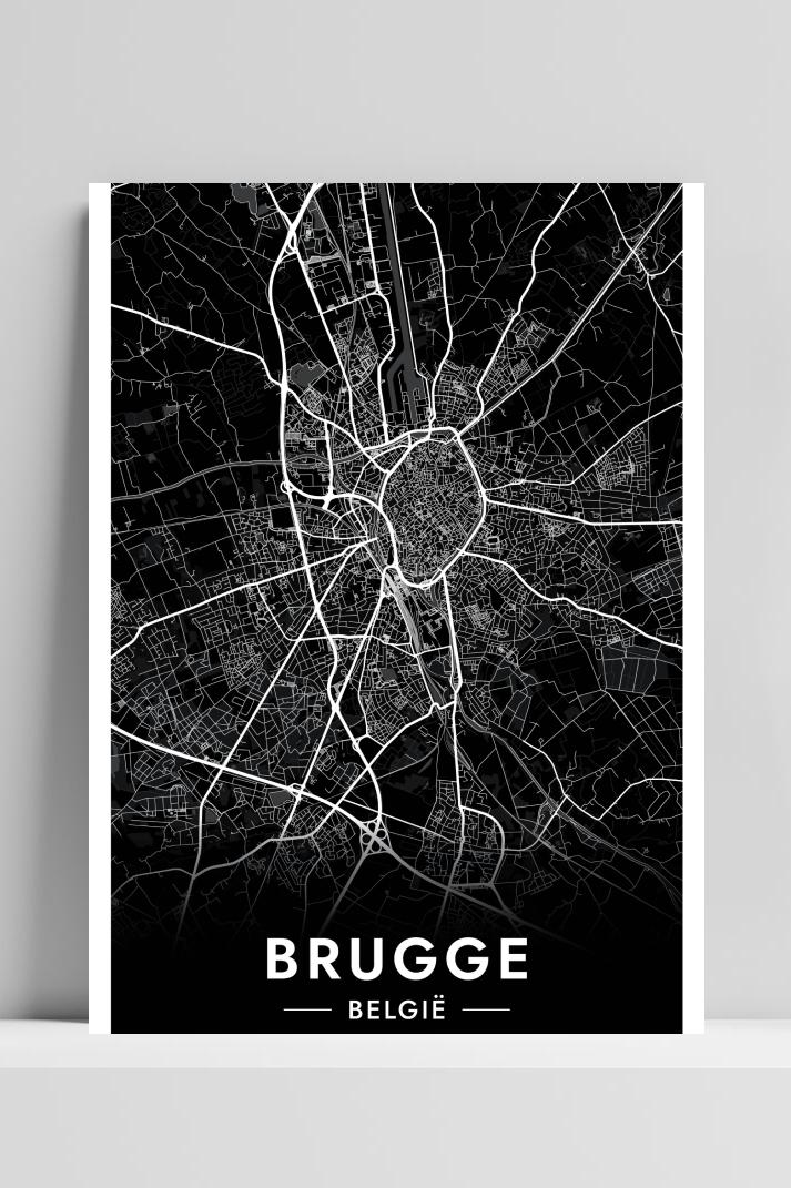 Brugge Map op 3mm aluminium dibond