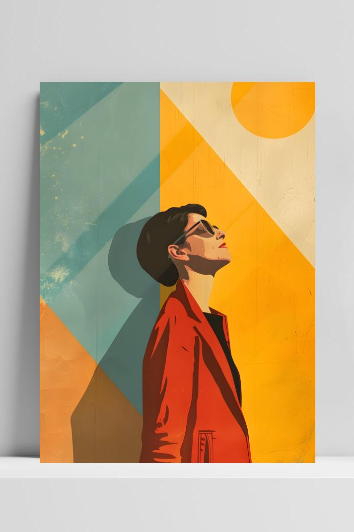 Vrouw Pop Art op 3mm aluminium dibond