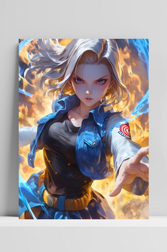 Dragon Ball Z Android 18 op 3mm aluminium dibond