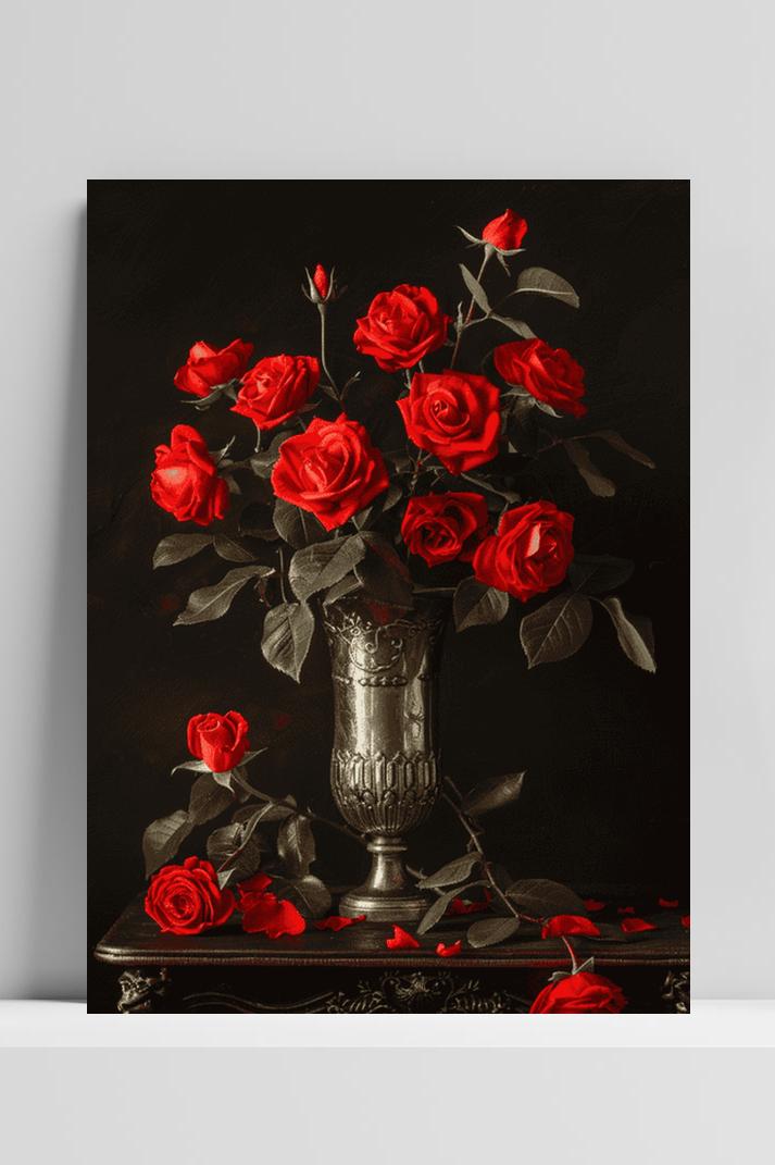 Rode Rozen op 3mm aluminium dibond