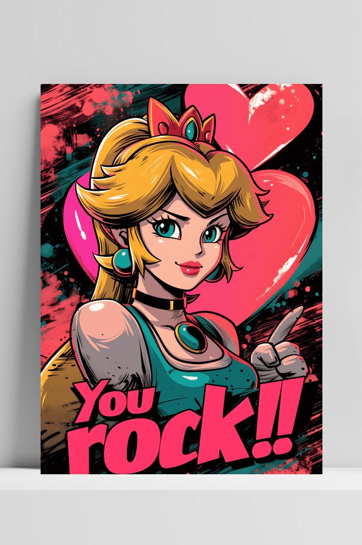 Prinses Peach You Rock op 3mm aluminium dibond