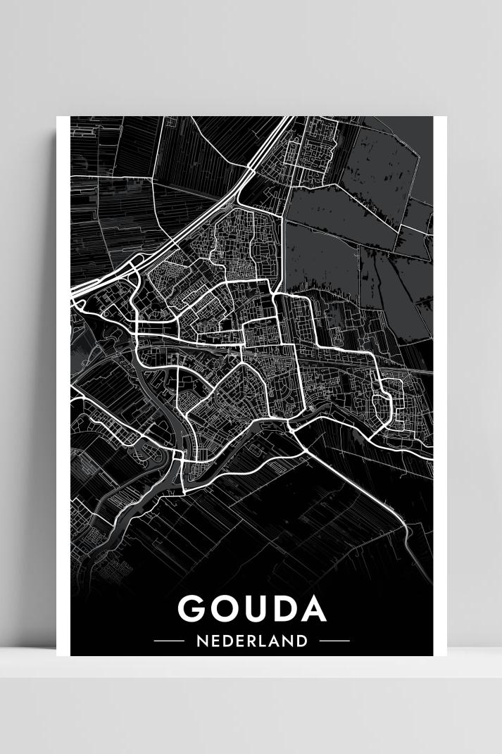 Gouda Map op 3mm aluminium dibond