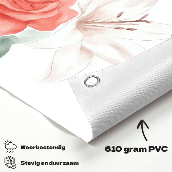 Tuinposter Rode Roos materiaal-detail: 610 grams weerbestendig PVC-doek