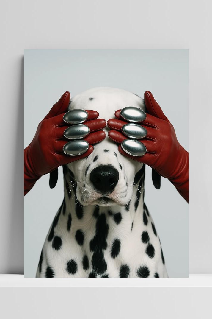 Dalmatian Dog Gloves Hide and Seek poster van 25 Artstreet