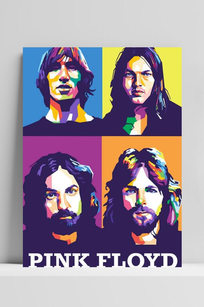 Pink Floyd Band op 3mm aluminium dibond