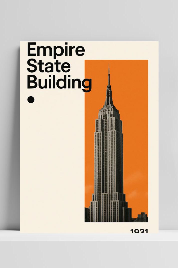 Empire State Building 1931 Text op 3mm aluminium dibond