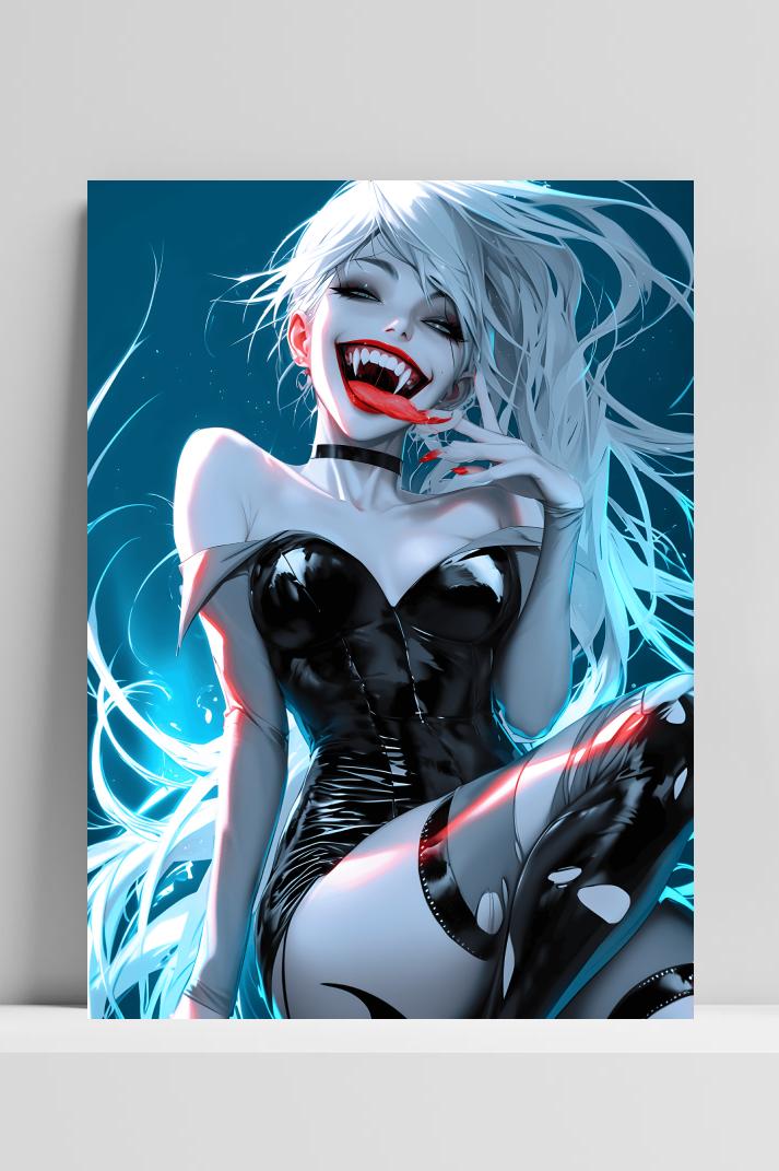 Sexy Vampiermeisje op 3mm aluminium dibond