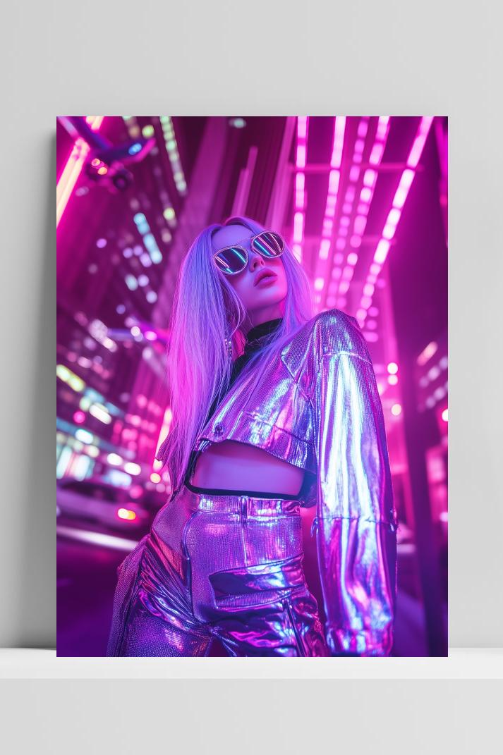 Neon Futuristic Fashion op 3mm aluminium dibond
