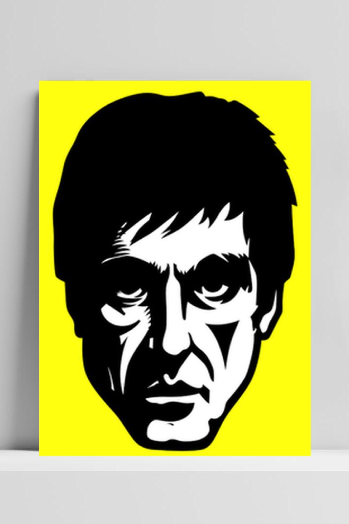 Scarface Geel op 3mm aluminium dibond