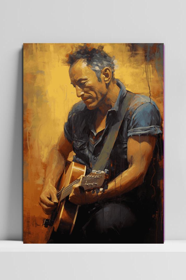 Bruce Springsteen Gitaar op 3mm aluminium dibond