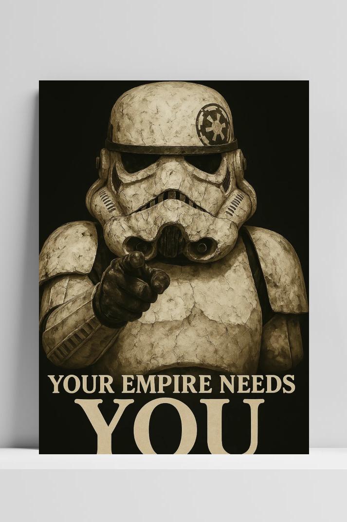 Star Wars Stormtrooper Your Empire Needs You Text Quote op 3mm aluminium dibond