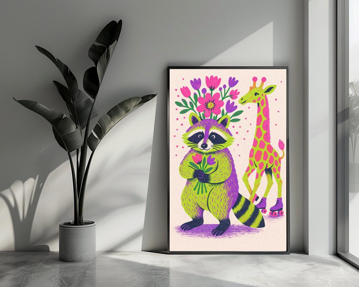 Raccoon Giraffe poster van 25 Artstreet