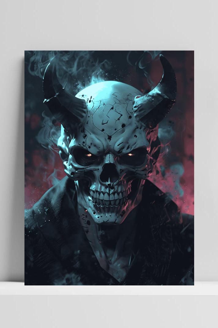 Demon Schedel op 3mm aluminium dibond