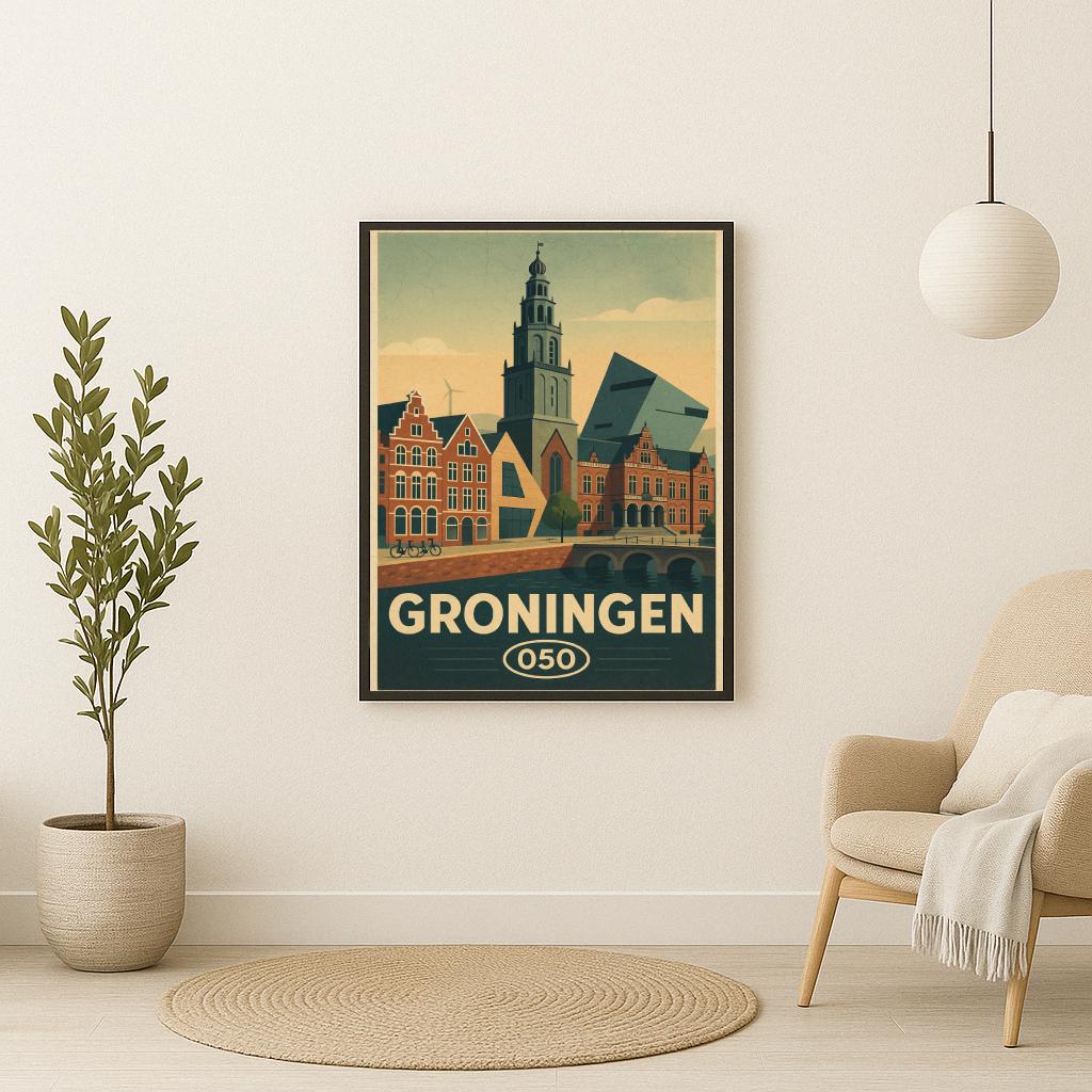 Groningen Netherlands Vintage Text poster sfeerbeeld 2