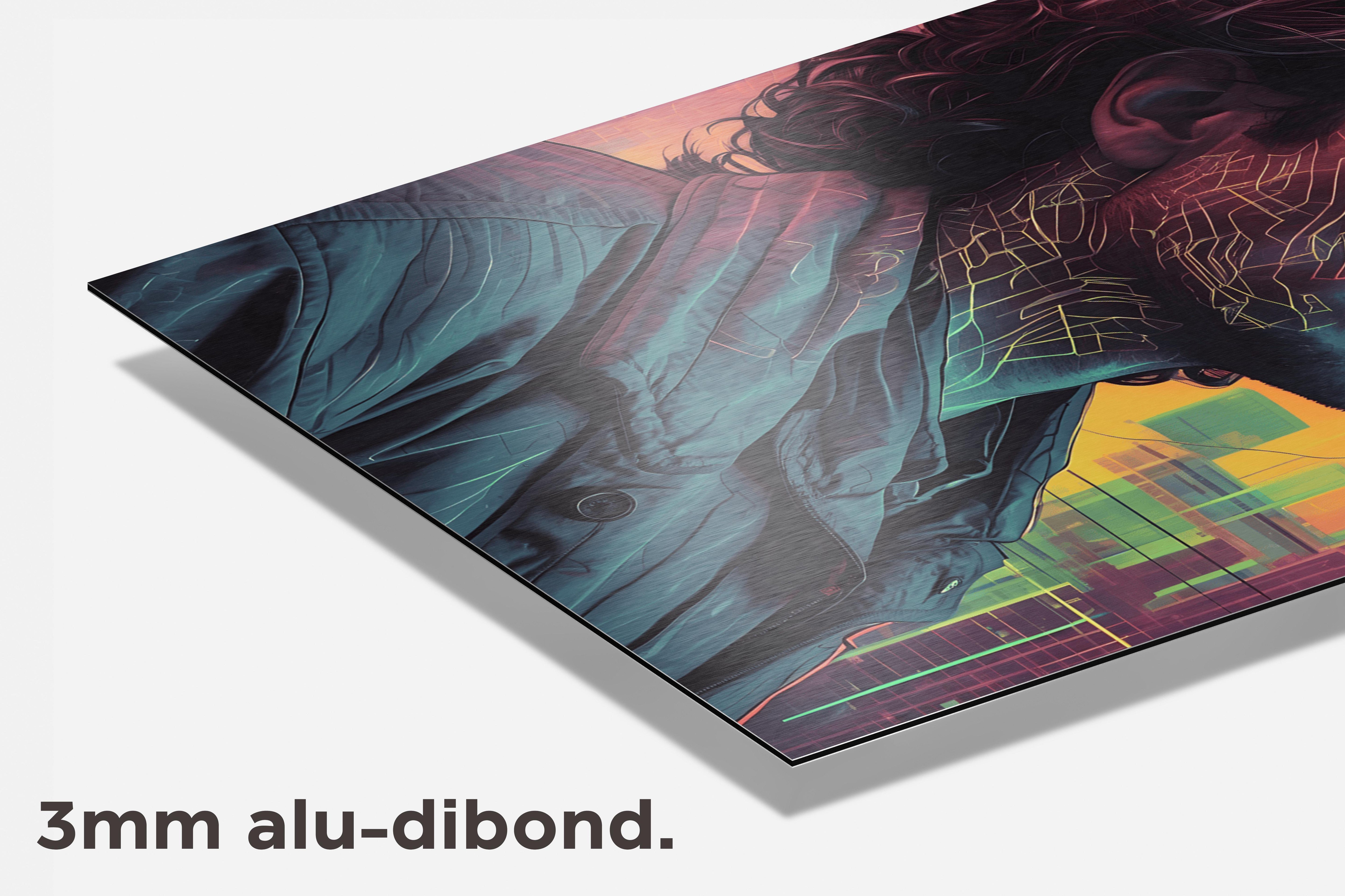 Man met Lijnen dibond detail