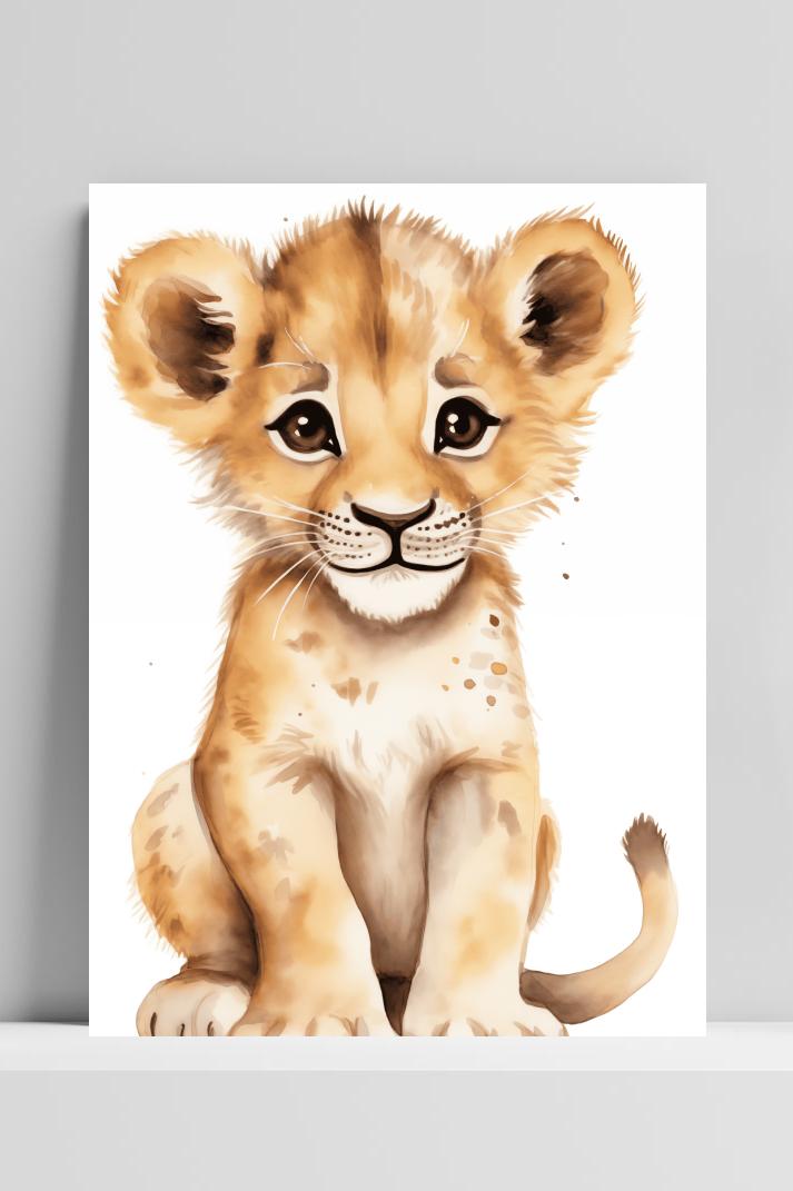 Leeuwen Welpje op 3mm aluminium dibond