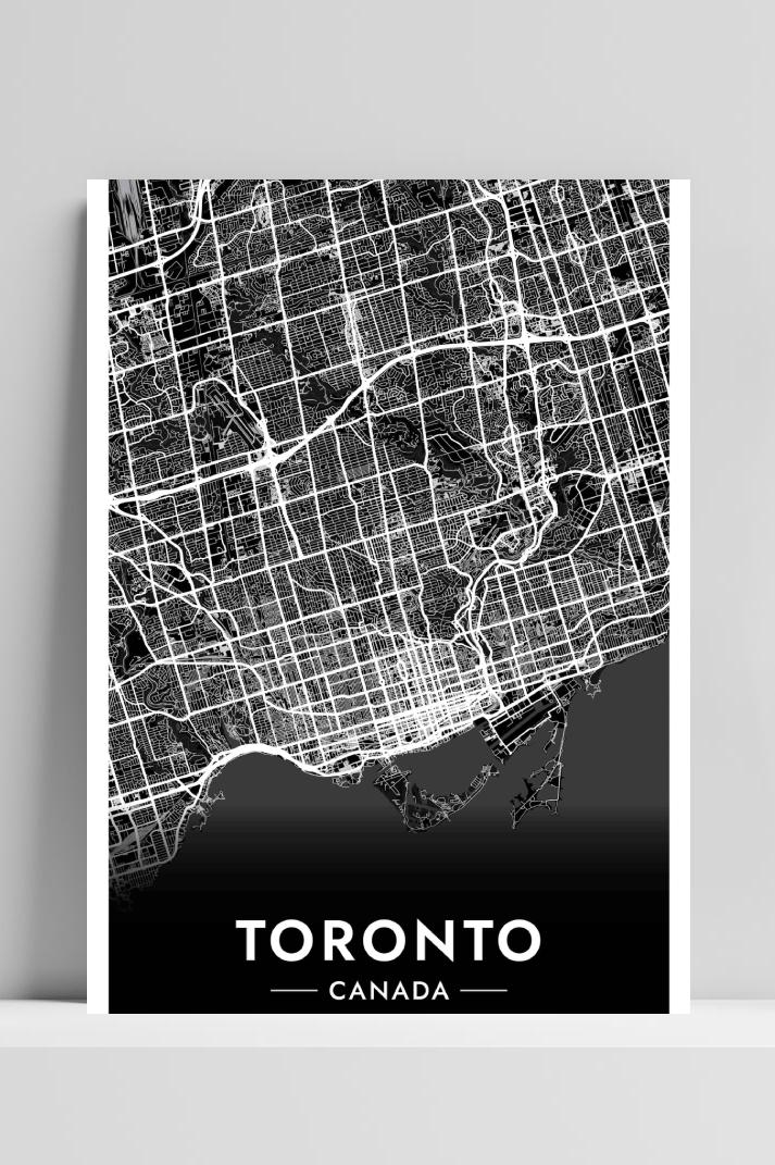 Toronto Map op 3mm aluminium dibond