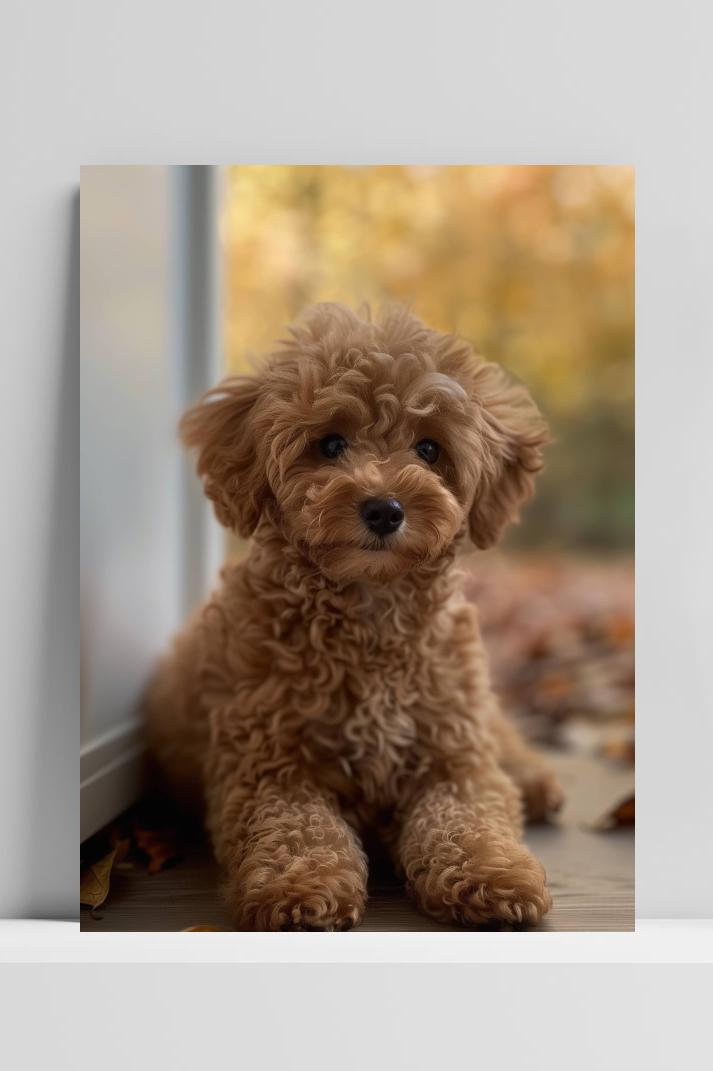 Poedel Puppy op 3mm aluminium dibond