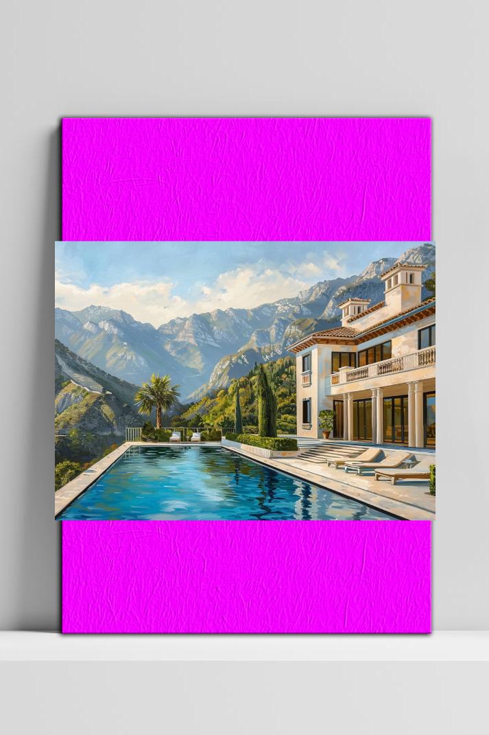 Bergvilla op 3mm aluminium dibond
