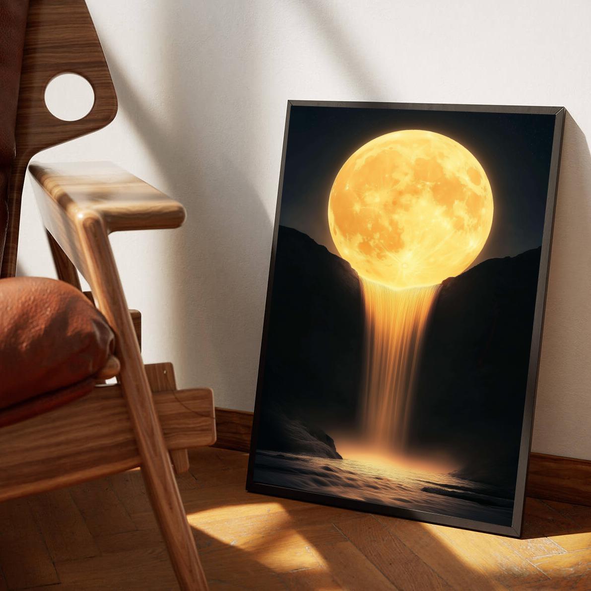 Full Moon Waterfall poster van 25 Artstreet