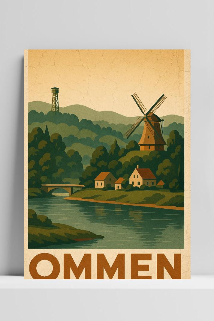 Ommen Text Vintage op 3mm aluminium dibond