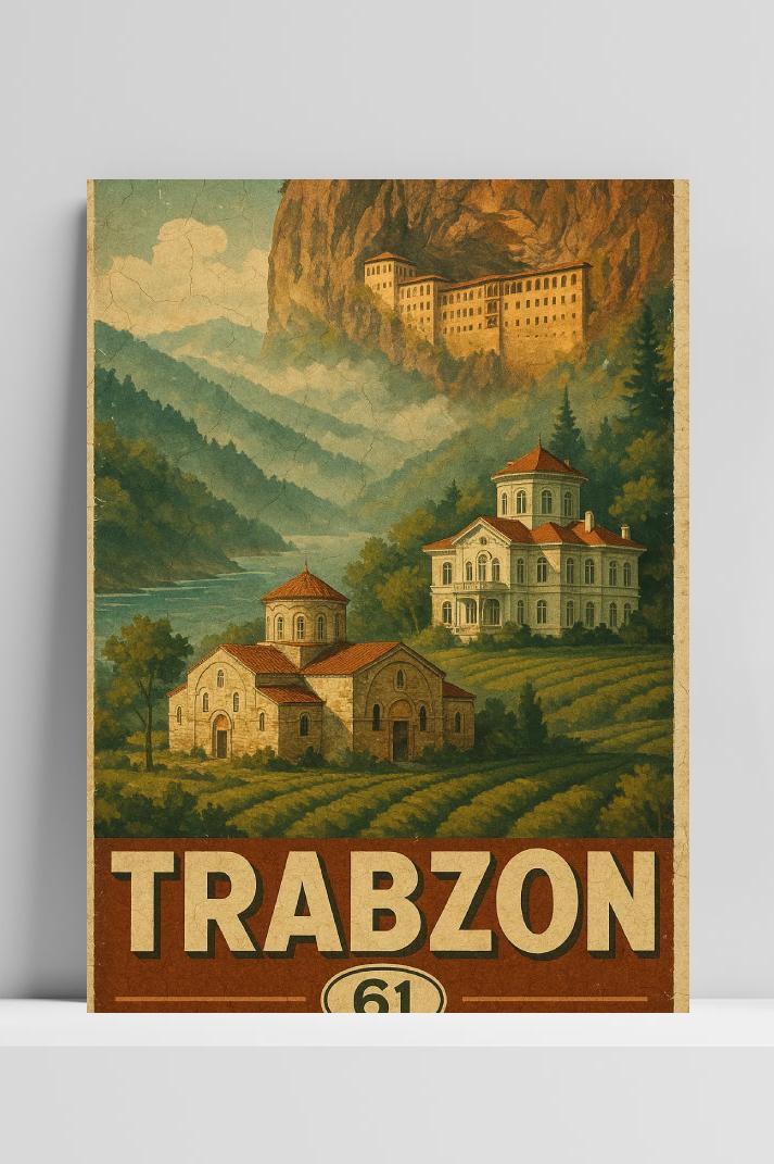 Trabzon Turkey Vintage Text op 3mm aluminium dibond