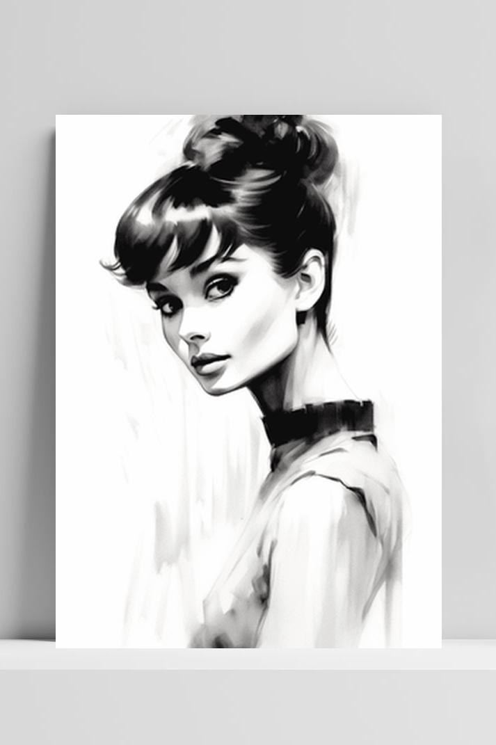 Audrey Hepburn op 3mm aluminium dibond