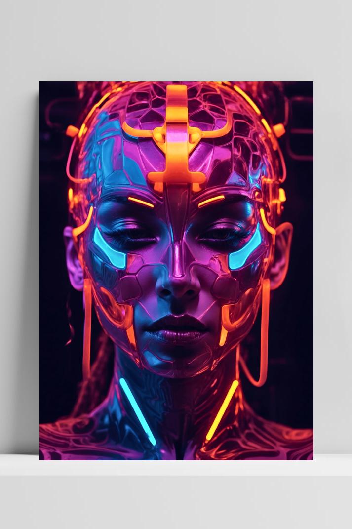Cybervrouw op 3mm aluminium dibond