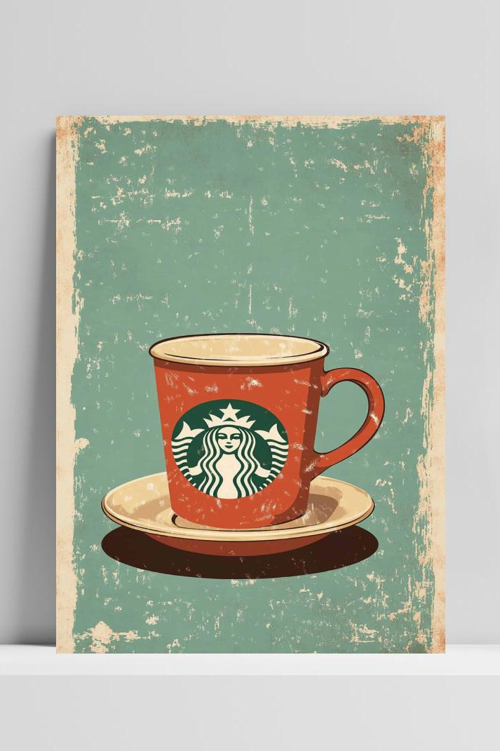 Coffee Starbucks op 3mm aluminium dibond