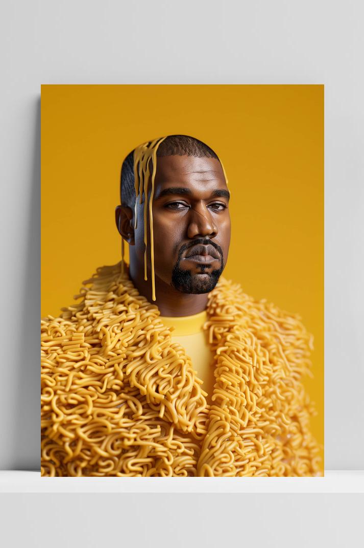 Kanye West Noedels op 3mm aluminium dibond