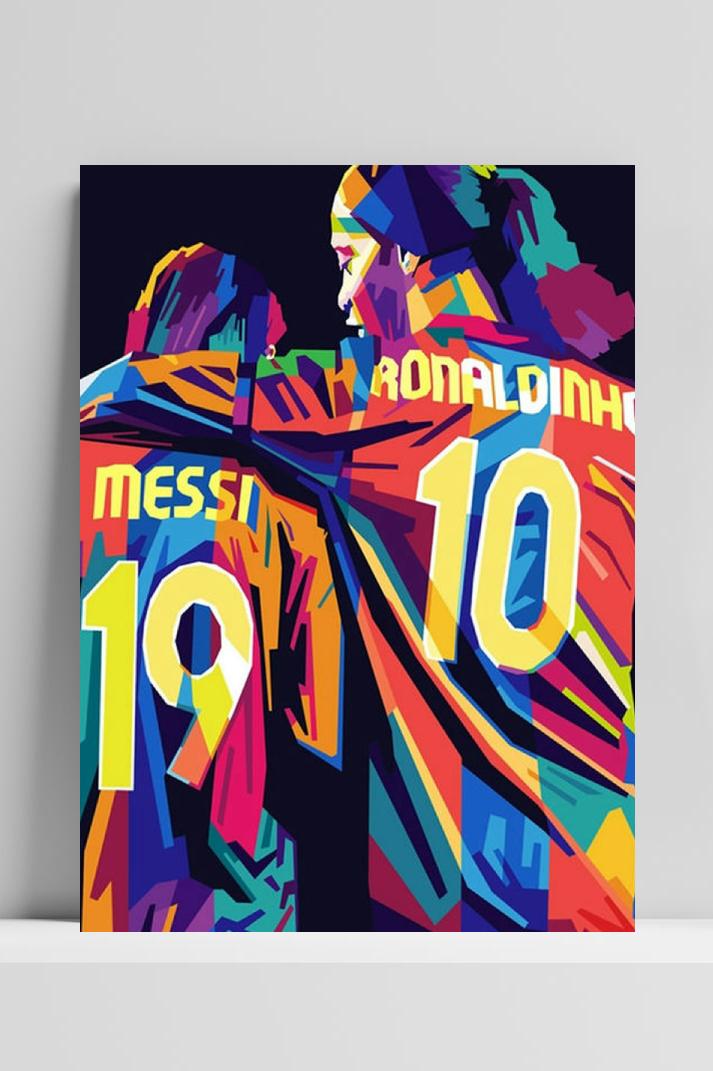 Ronaldinho Messi op 3mm aluminium dibond