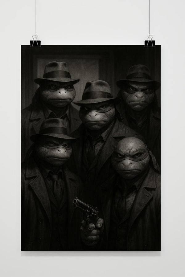 Affiche Ninja Turtles Gangster Zwart-Wit