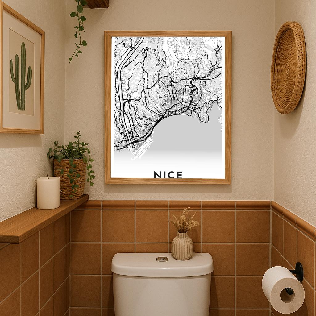 Nice Map France White poster sfeerbeeld 3
