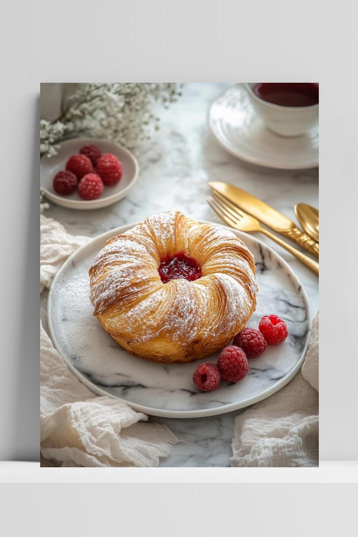 Cruffin Raspberry Pastry Dessert in interieur