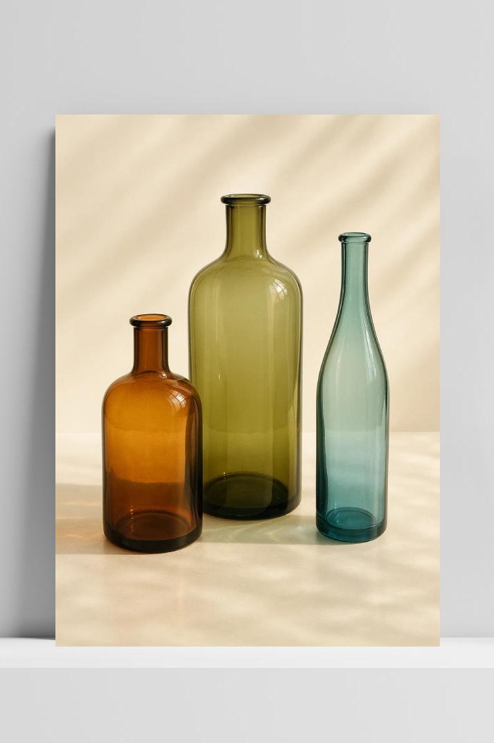 Empty Bottles Glass Vase op 3mm aluminium dibond