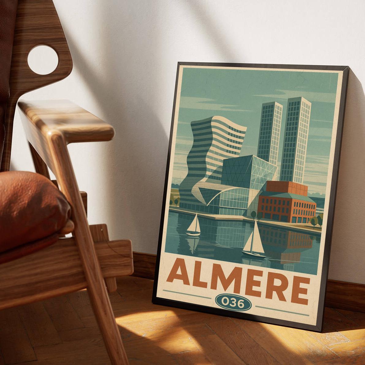 Almere Netherlands Vintage Text poster sfeerbeeld 3