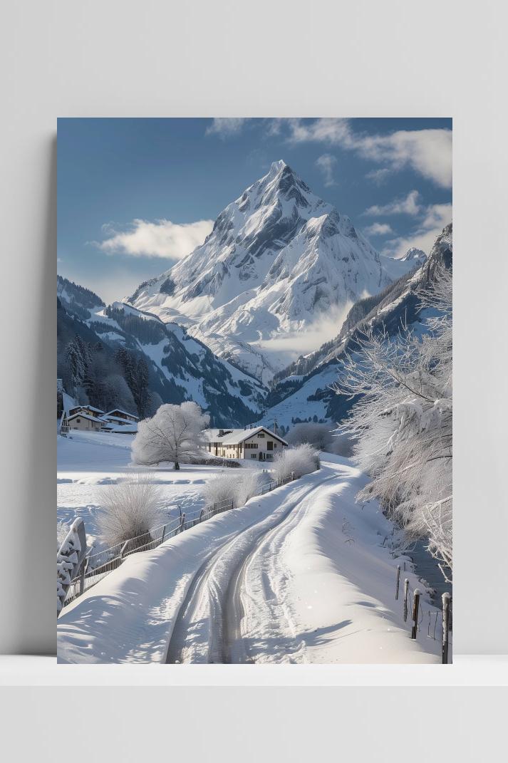 Zwitserland Sneeuw op 3mm aluminium dibond