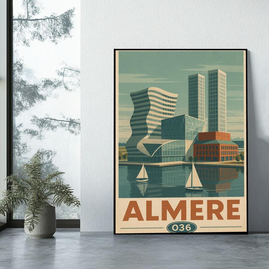 Almere Netherlands Vintage Text poster sfeerbeeld 1