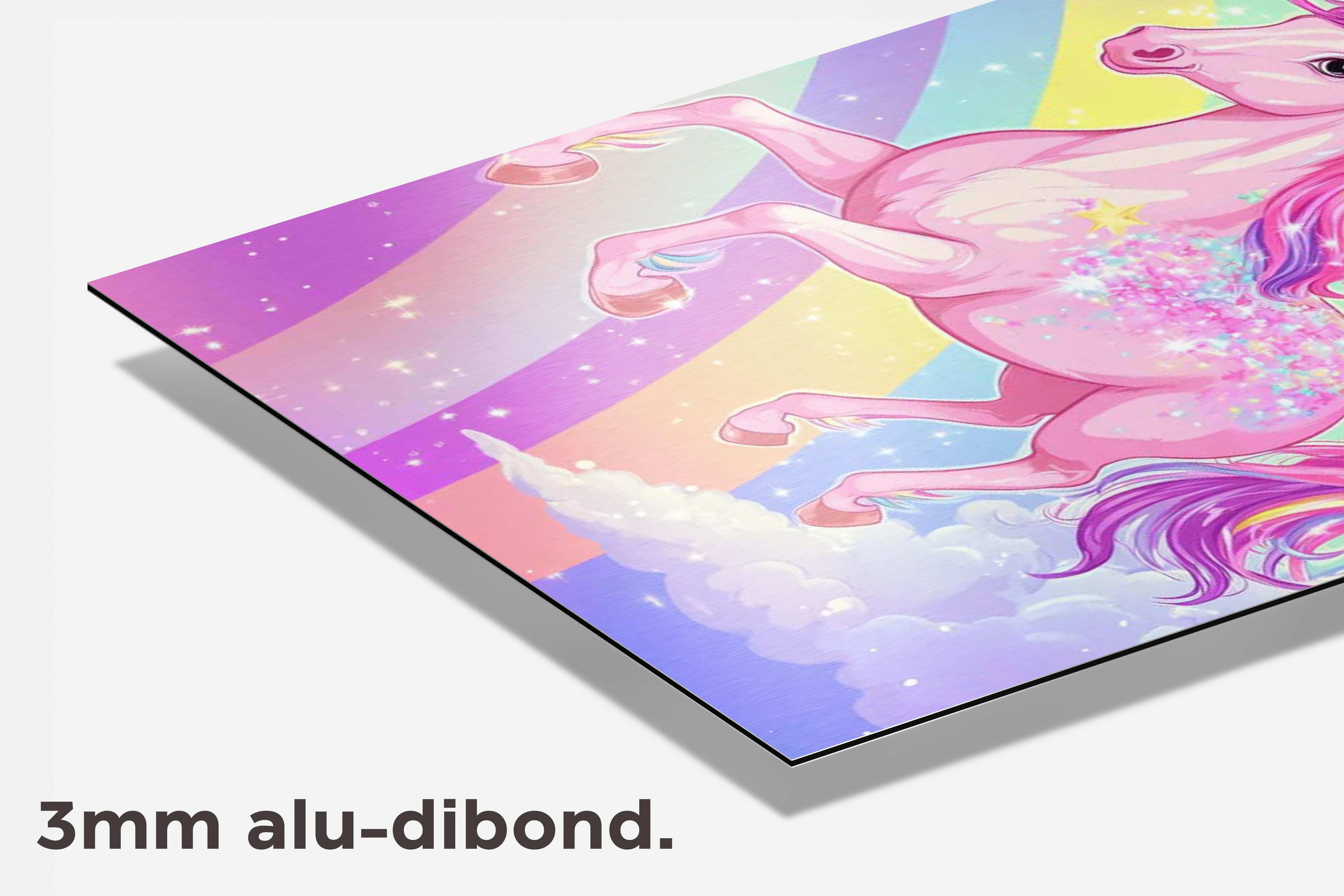 Eenhoorn Roze dibond detail