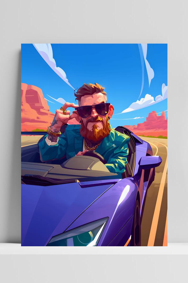Conor Mcgregor Sportwagen op 3mm aluminium dibond